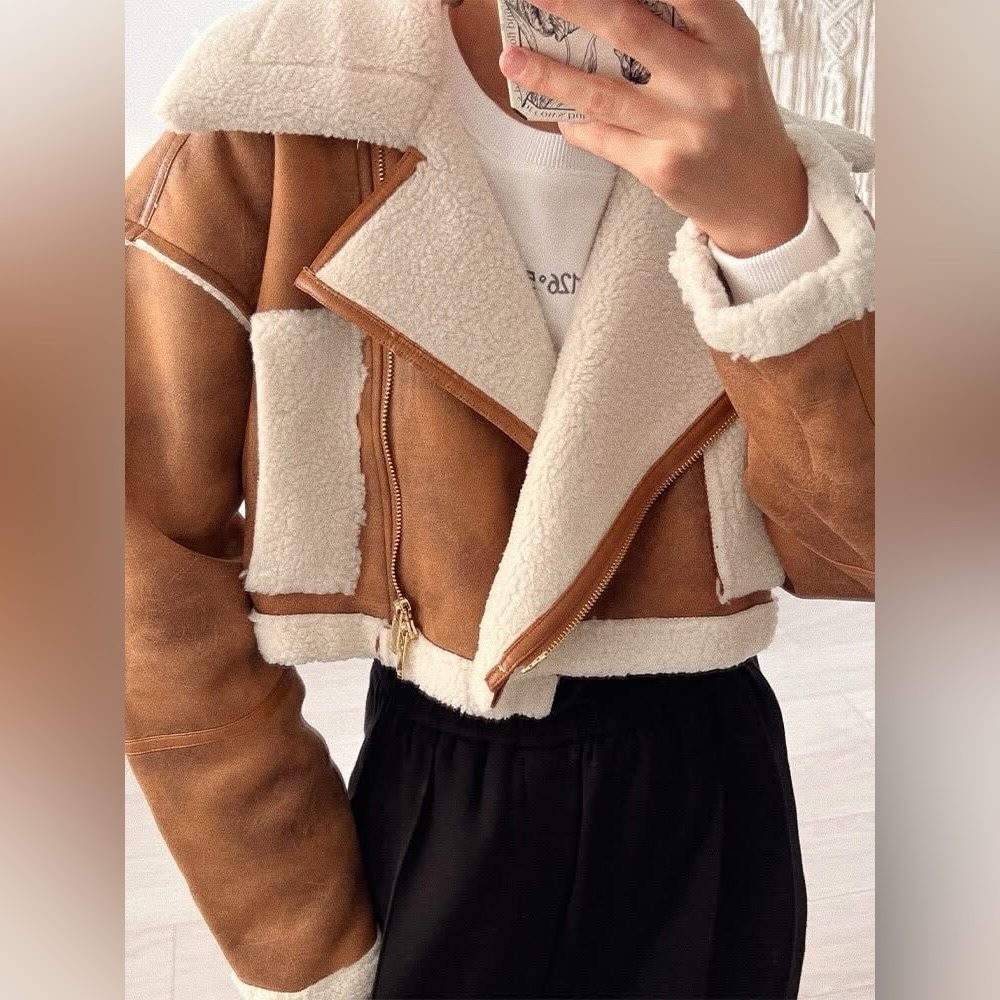 Women Faux Fur Lamb Jacket Ladies Short Thick Coat Warm Spliced Chic
Outwear